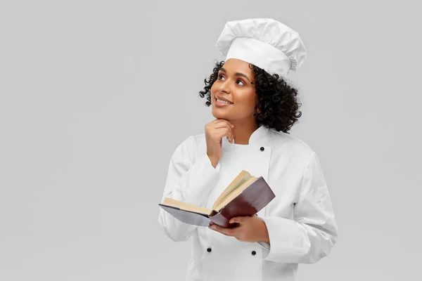 Kochen Kulinarik Und Menschen Konzept Glücklich Lächelnde Köchin Weißer Haube — Stockfoto