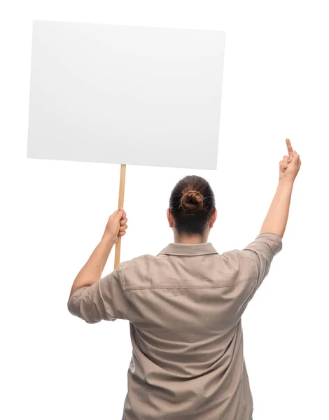 Feminism Human Rights Concept Woman Poster Protesting Demonstration Showing Middle — Stock Photo, Image