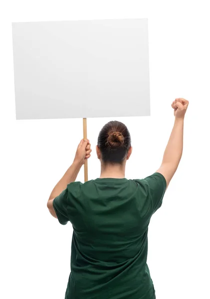 Feminism Human Rights Concept Woman Poster Protesting Demonstration White Background — Zdjęcie stockowe