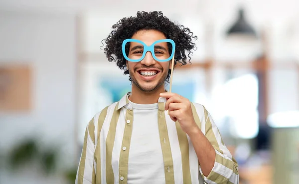 Party Props Photo Booth People Concept Happy Smiling Young Man — Foto de Stock