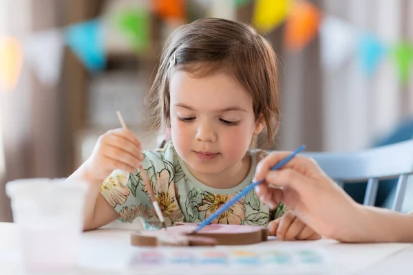 Holidays Family People Concept Mother Little Baby Daughter Coloring Easter — Stock Photo, Image