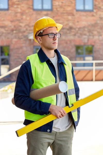 Architecture Construction Business People Concept Male Architect Builder Helmet Safety — Stok Foto