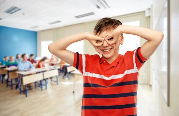 Education School People Concept Portrait Happy Smiling Student Boy Red — Stock Photo, Image