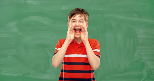 Education School People Concept Happy Little Student Boy Red Polo — Fotografia de Stock