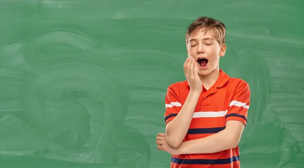 Education School People Concept Portrait Tired Yawning Student Boy Red — Fotografia de Stock