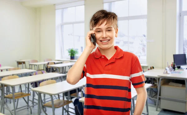 School Education People Concept Portrait Happy Smiling Student Boy Red — Stockfoto