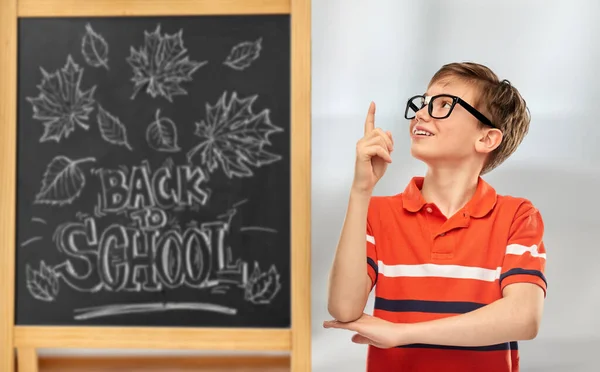 Education School People Concept Portrait Happy Smiling Student Boy Eyeglasses — Photo