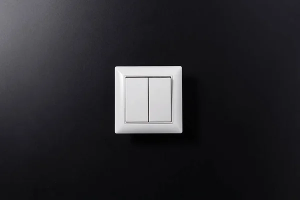 Electricity Energy Power Consumption Concept Close Light Switch Black Background — Fotografia de Stock