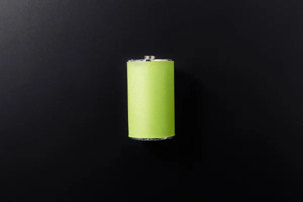 Energy Power Sustainability Concept Close Alkaline Battery Black Background — Foto Stock