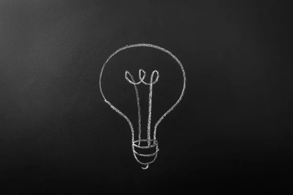 Electricity Energy Power Consumption Concept Close Lightbulb Drawing Black Chalkboard — Stock Photo, Image