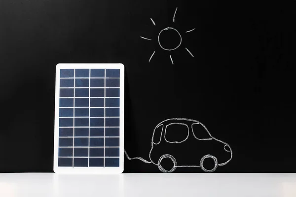 Energy Sun Power Sustainability Concept Close Solar Battery Model Electric — Foto Stock