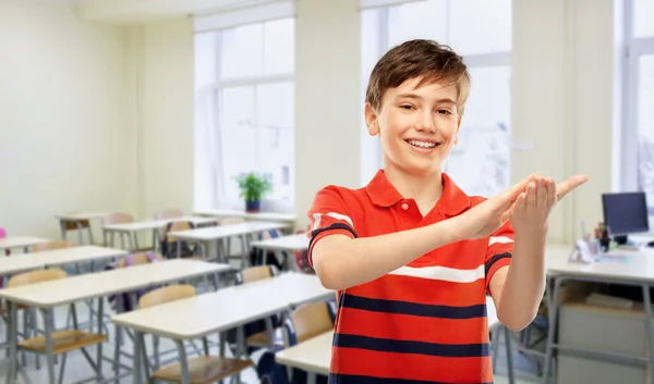 School Education People Concept Portrait Happy Smiling Student Boy Red — Stok fotoğraf