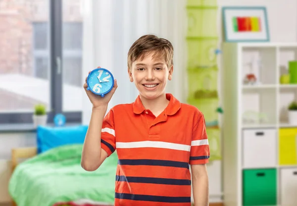 Childhood Time Management People Concept Portrait Happy Smiling Boy Red — Foto Stock