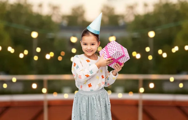 Birthday Childhood People Concept Portrait Smiling Little Girl Dress Party — Zdjęcie stockowe