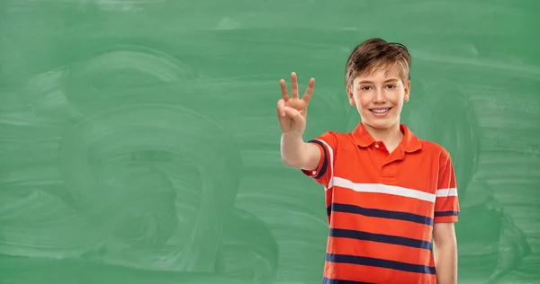 School Education Count Concept Portrait Happy Smiling Boy Red Polo — Stockfoto