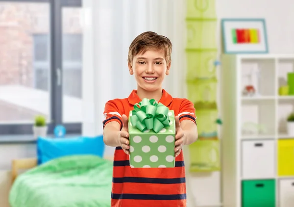 Holiday Birthday People Concept Portrait Happy Smiling Boy Red Polo — Stockfoto