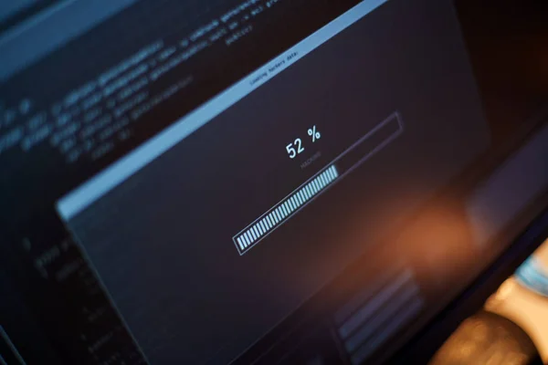 Cybercrime Hacking Technology Concept Close Computer Monitor Progress Loading Bar — Foto de Stock