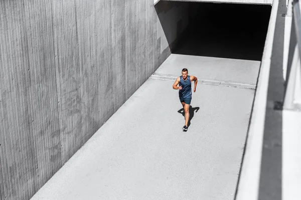 Fitness Sport Healthy Lifestyle Concept Young Man Running Out Tunnel — Stock Photo, Image