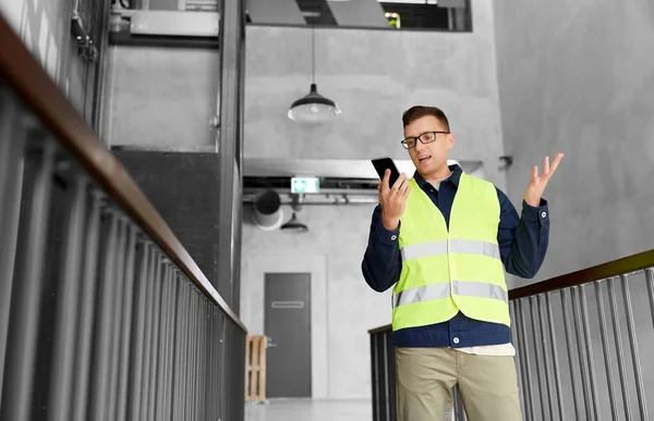Architecture Construction Business Building Concept Male Supervisor Safety West Calling — Fotografia de Stock