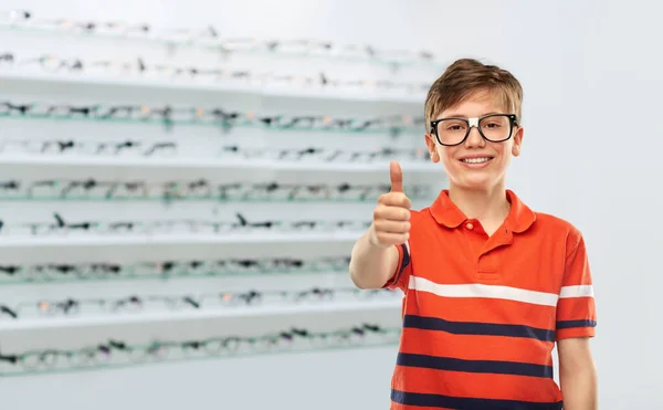 Vision Eyesight Children Concept Portrait Happy Smiling Boy Eyeglasses Red — Fotografia de Stock