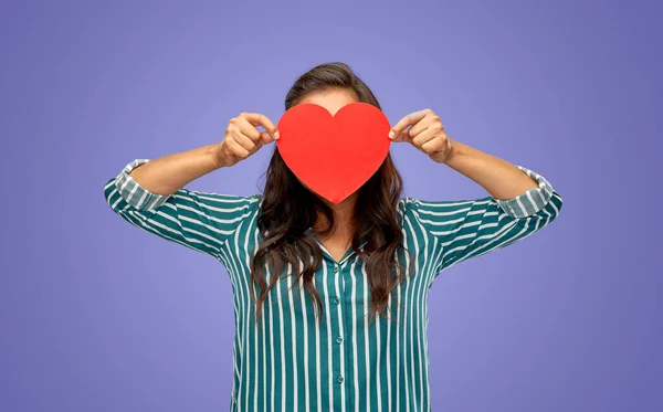 Love Charity Valentines Day Concept Woman Covering Her Face Red — Stok fotoğraf