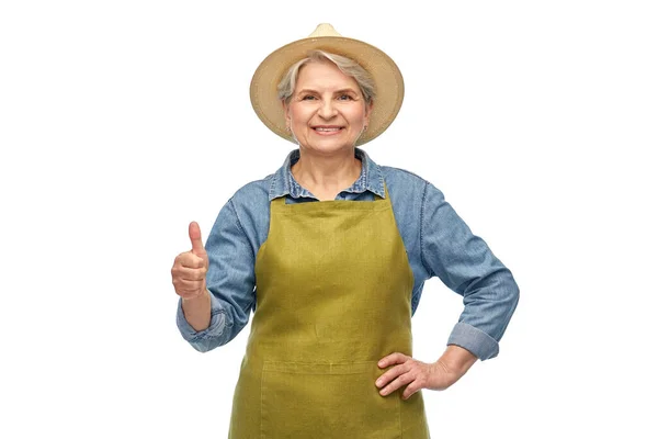 Gardening Farming Old People Concept Portrait Smiling Senior Woman Green — Foto Stock