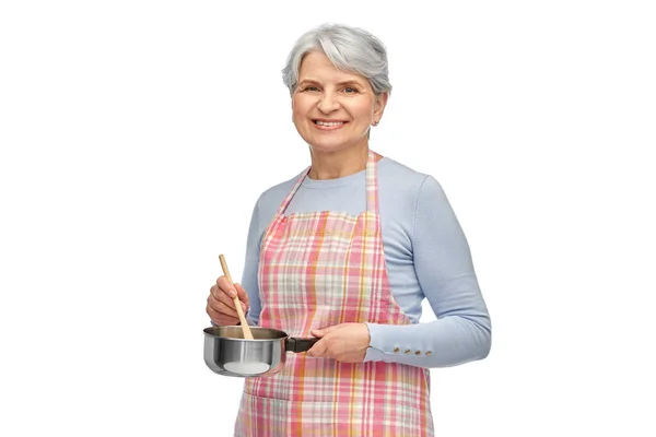 Cozinha Comida Culinária Conceito Pessoas Idosas Retrato Mulher Sênior Sorridente — Fotografia de Stock