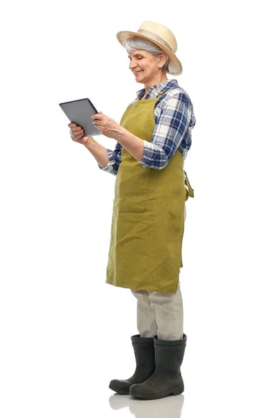 Jardinagem Agricultura Conceito Pessoas Idosas Retrato Mulher Sênior Sorridente Feliz — Fotografia de Stock