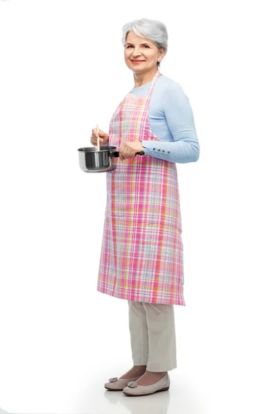 Cozinha Comida Culinária Conceito Pessoas Idosas Retrato Mulher Sênior Sorridente — Fotografia de Stock