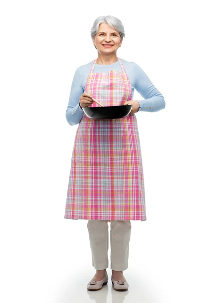 Cozinha Comida Conceito Pessoas Culinárias Idosas Retrato Mulher Sênior Sorridente — Fotografia de Stock