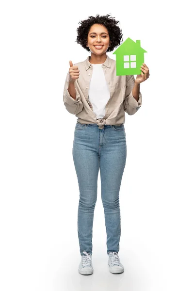 Eco Living Environment Sustainability Concept Happy Smiling Woman Holding Green — Fotografia de Stock