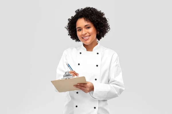 Cooking Culinary People Concept Happy Smiling Female Chef White Jacket — Foto Stock
