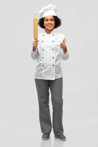 Cooking Culinary People Concept Happy Smiling Female Chef Toque Baker — Stok fotoğraf