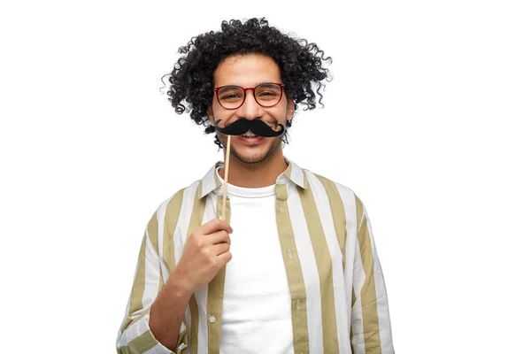 Party Props Photo Booth People Concept Smiling Young Man Mustache — Stock Photo, Image