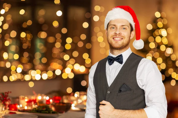 Celebration Christmas Holidays Concept Happy Man Santa Hat Suit Festive —  Fotos de Stock