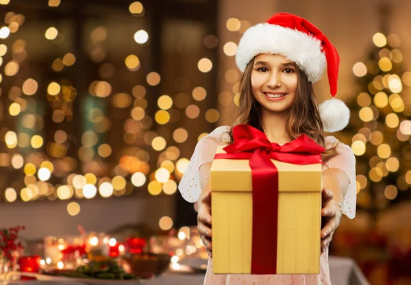 Christmas Holidays People Concept Happy Smiling Teenage Girl Santa Helper — Fotografia de Stock