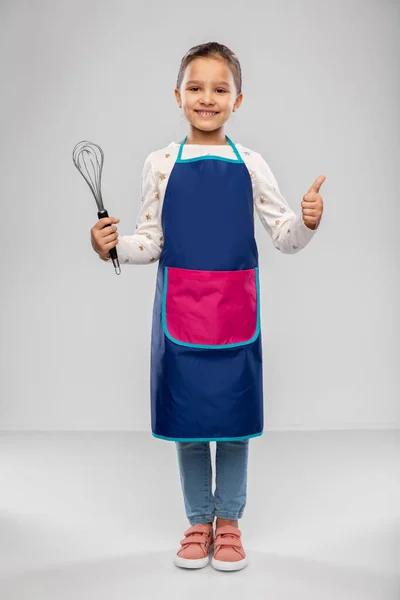Cooking Culinary Profession Concept Happy Smiling Little Girl Kitchen Apron Rechtenvrije Stockafbeeldingen