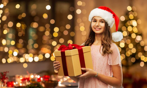 Christmas Holidays People Concept Happy Smiling Teenage Girl Santa Helper Stock Kép