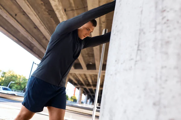 Fitness Sport Healthy Lifestyle Concept Man Stretching Back Bridge — Stockfoto