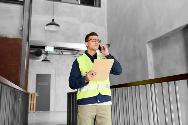 Architecture Construction Business Building Concept Male Supervisor Safety West Clipboard — Foto Stock