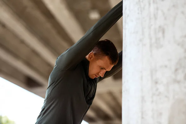 Fitness Sport Healthy Lifestyle Concept Man Stretching Back Bridge — ストック写真