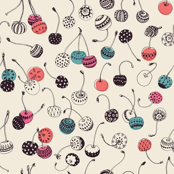 Hipster Cherry Pattern — Stock Vector