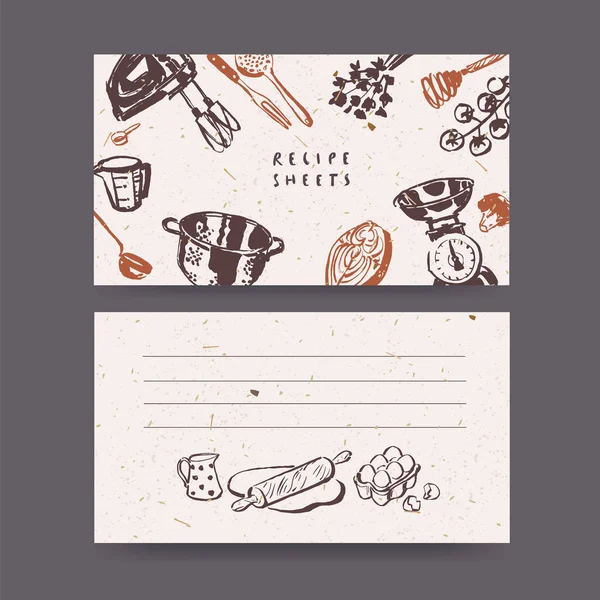 Blank Sticker Pages Making Notes Meal Preparation Cooking Ingredients Recipe — Archivo Imágenes Vectoriales