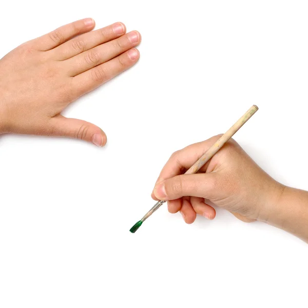 Small girl's hands painting — Stock Photo, Image