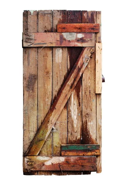 Porta de madeira velha decadente. Isolados — Fotografia de Stock