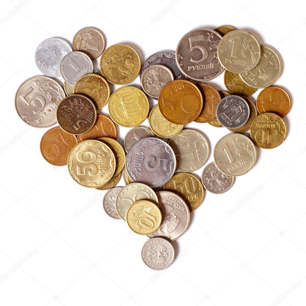 Coins are in the shape of a heart