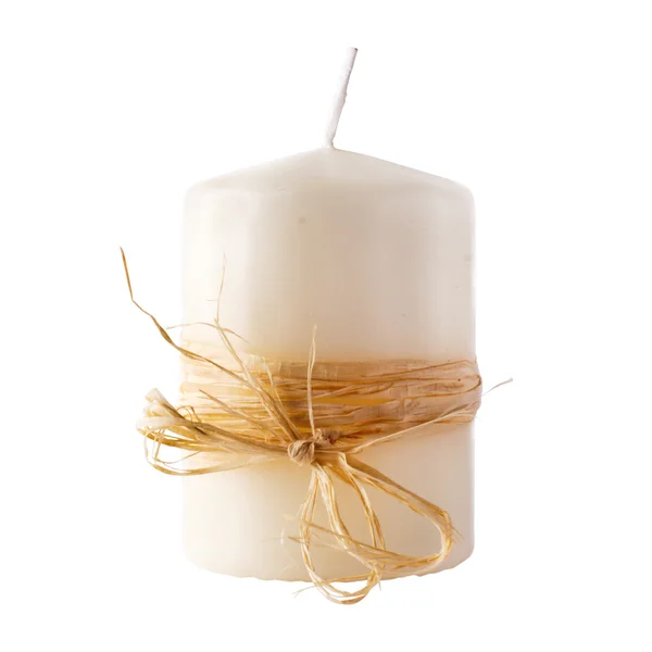 White candle isolated on white background. — Stock Photo, Image