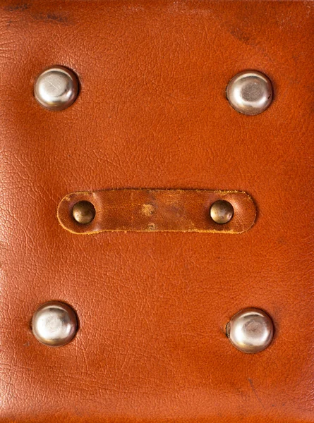 Detail of old red leather briefcase — Stock Photo, Image