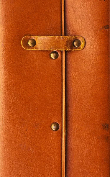 Detail einer alten roten Lederaktentasche — Stockfoto