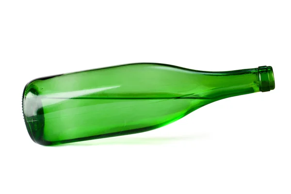 Green vine bottle tilted — Stock Photo, Image